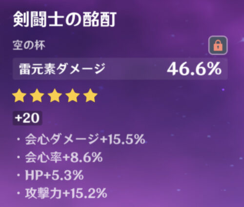 【疑問】この聖遺物雷キャラにどうだろ？割と良さそう？？？