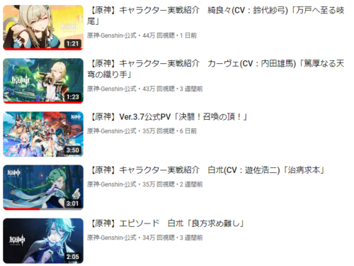 【画像】キャラ紹介動画の再生数、綺良々がカーヴェ超えてて草ｗｗｗｗｗｗ